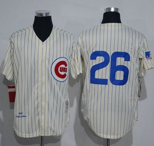 Mitchell And Ness 1969 Cubs #26 Billy Williams Cream Strip Throwback Stitched MLB Jersey - Click Image to Close